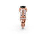 Rose gold Vintage Milgrain Fancy Black Cushion Cut Diamond Split Shank Ring with Prong Setting_2