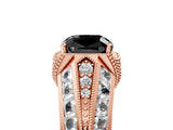 Rose gold Vintage Milgrain Fancy Black Cushion Cut Diamond Split Shank Ring with Prong Setting_5