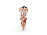 Rose gold Vintage Milgrain Fancy Black Heart Cut Diamond Split Shank Ring with Prong Setting_2