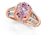 Rose gold Vintage Milgrain Fancy Pink Pear Cut Diamond Split Shank Ring with Prong Setting_1