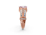 Rose gold Vintage Milgrain Fancy Pink Pear Cut Diamond Split Shank Ring with Prong Setting_2