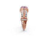 Rose gold Vintage Milgrain Fancy Pink Round Cut Diamond Split Shank Ring with Prong Setting_2
