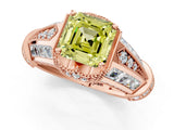 Rose gold Vintage Milgrain Fancy Yellow Asscher Cut Diamond Split Shank Ring with Prong Setting_1