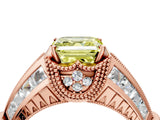 Rose gold Vintage Milgrain Fancy Yellow Asscher Cut Diamond Split Shank Ring with Prong Setting_4