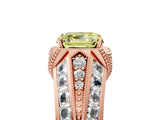 Rose gold Vintage Milgrain Fancy Yellow Asscher Cut Diamond Split Shank Ring with Prong Setting_5