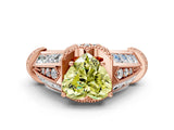Rose gold Vintage Milgrain Fancy Yellow Heart Cut Diamond Split Shank Ring with Prong Setting