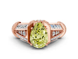 Rose gold Vintage Milgrain Fancy Yellow Pear Cut Diamond Split Shank Ring with Prong Setting