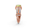 Rose gold Vintage Milgrain Fancy Yellow Princess Cut Diamond Split Shank Ring with Prong Setting_2
