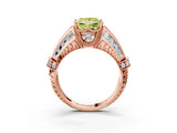 Rose gold Vintage Milgrain Fancy Yellow Princess Cut Diamond Split Shank Ring with Prong Setting_3