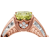 Rose gold Vintage Milgrain Fancy Yellow Princess Cut Diamond Split Shank Ring with Prong Setting_4