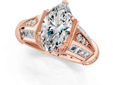 Rose gold Vintage Milgrain Marquise Cut Diamond Split Shank Ring with Prong Setting_14