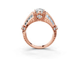 Rose gold Vintage Milgrain Marquise Cut Diamond Split Shank Ring with Prong Setting_16