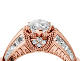 Rose gold Vintage Milgrain Marquise Cut Diamond Split Shank Ring with Prong Setting_17