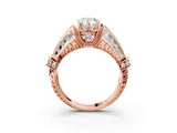 Rose gold Vintage Milgrain Pear Cut Diamond Split Shank Ring with Prong Setting_16