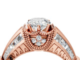 Rose gold Vintage Milgrain Pear Cut Diamond Split Shank Ring with Prong Setting_17