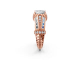 Rose gold Vintage Milgrain Princess Cut Diamond Split Shank Ring with Prong Setting_15