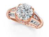 Rose gold Vintage Milgrain Round Diamond Split Shank Ring with Prong Setting_12