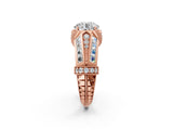 Rose gold Vintage Milgrain Round Diamond Split Shank Ring with Prong Setting_13