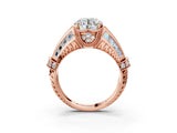 Rose gold Vintage Milgrain Round Diamond Split Shank Ring with Prong Setting_26