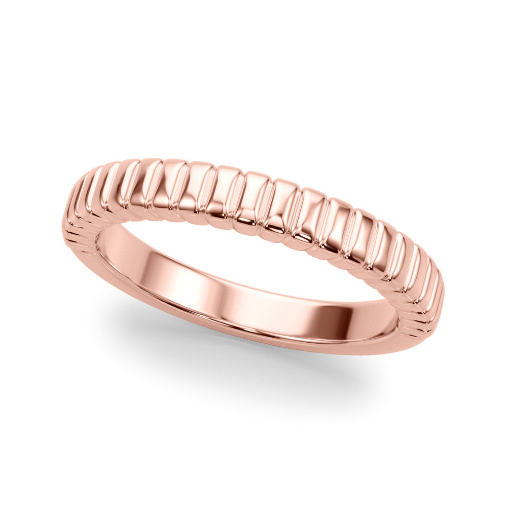 Rose gold White Gold Ribbed Eternity Band