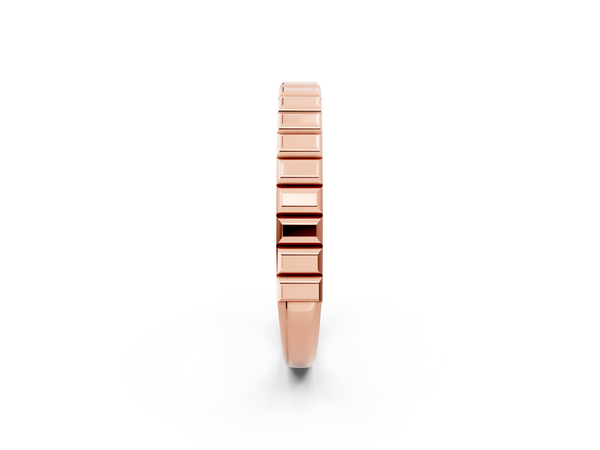 Rose gold White Gold Ribbed Eternity Band