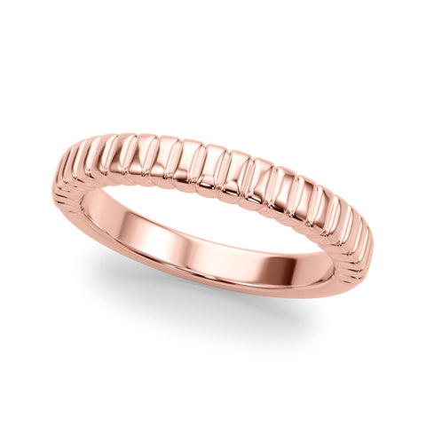Rose gold White Gold Ribbed Eternity Band