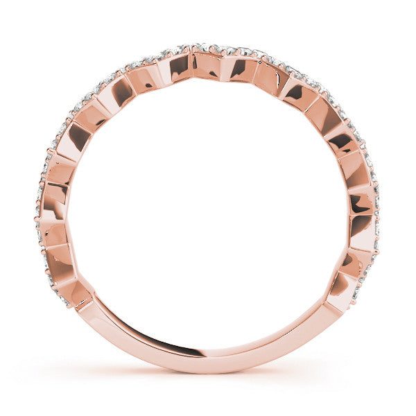 Rose gold Zigzag Diamond Pave Round Eternity Band with Prong Setting 2