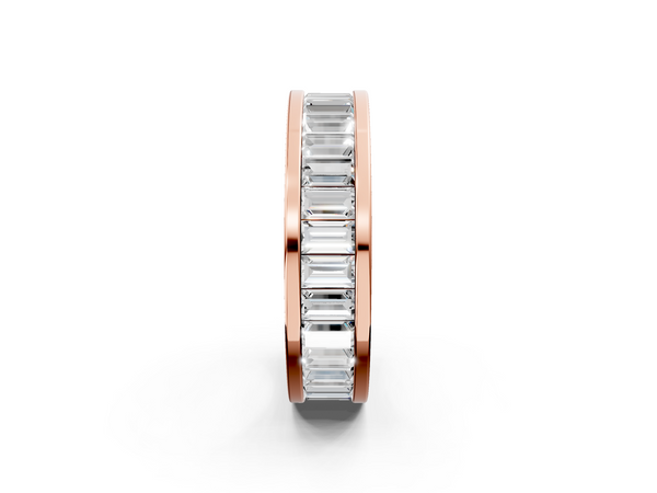 Rose gold baguette cut diamond eternity band with channel set