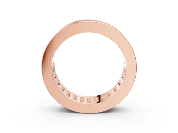 Rose gold baguette cut diamond eternity band with channel set