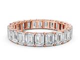 Rose gold emerald cut diamond eternity band with shared prong setting_116