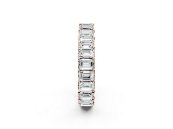 18K Rose Gold emerald  eternity band with shared prong setting