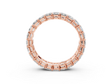 Rose gold emerald cut diamond eternity band with shared prong setting_119