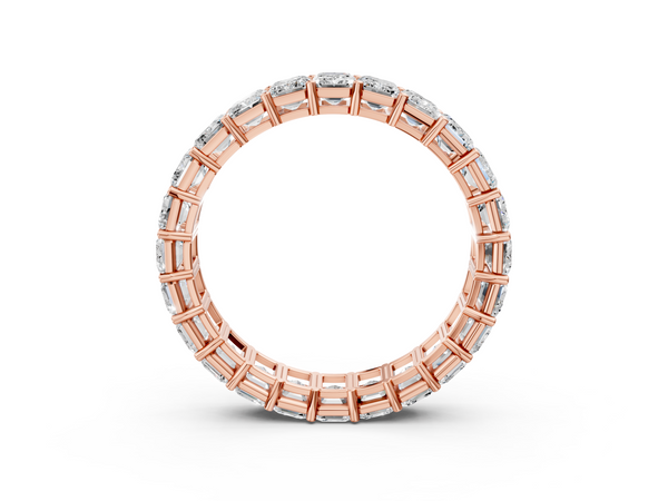 18K Rose Gold emerald  eternity band with shared prong setting