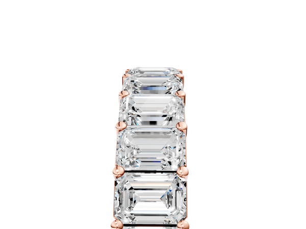 Rose gold Emerald Cut Diamond Eternity Band with Shared Prong Setting