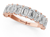 Rose gold emerald cut diamond half eternity band with shared prong setting_18