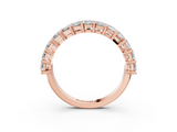 Rose gold emerald cut diamond half eternity band with shared prong setting_20