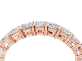 Rose gold emerald cut diamond half eternity band with shared prong setting_21