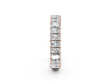 Rose gold radiant cut diamond eternity band with shared prong setting_981