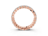 14K Rose Gold radiant 5.42 Carat E-F VVS-VS Radiant eternity band with shared prong setting
