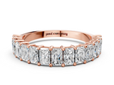 Rose gold radiant cut diamond half eternity band with shared prong setting_17