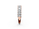 Rose gold radiant cut diamond half eternity band with shared prong setting_19