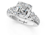 Silver Asscher Cut Brilliant Diamond Pavé Band with Six-Prong Setting_8