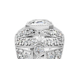 Silver Asscher Cut Brilliant Halo Pave Diamond Milgrain Ring_18
