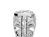 Silver Asscher Cut Brilliant Milgrain Filigree Diamond Ring with Square Prong Setting_18