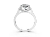Silver Asscher Cut Brilliant Solitaire Diamond Ring with Channel Set Band and Bar Prong Setting_15