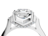Silver Asscher Cut Brilliant Solitaire Diamond Ring with Channel Set Band and Bar Prong Setting_16