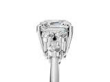 Silver Asscher Cut Cut Diamond Cluster Ring with Solitaire Band and Four-Prong Setting_12