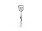 Silver Asscher Cut Cut Diamond Cluster Ring with Solitaire Band and Four-Prong Setting_9
