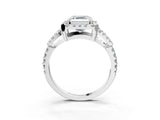Silver Asscher Cut Cut Diamond Halo Engagement Ring with Open Split Pavé Band_16