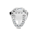 Silver Asscher Cut Cut Diamond Halo Engagement Ring with Open Split Pavé Band_18